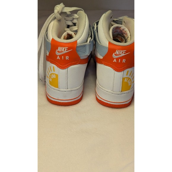 Nike AF-1  High (GS) 'Be Kind' Youth Sz 6.5 Hi-Top Sneakers Wht/Org #DC2198-100 - Picture 7 of 16